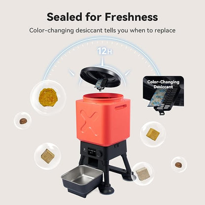 14L Automatic Dog Feeder for Large Breed – Extra Large Capacity, Anti-Blockage, Timed Auto Dog Food Dispenser, Dual Power Supply, Stainless Steel Bowl