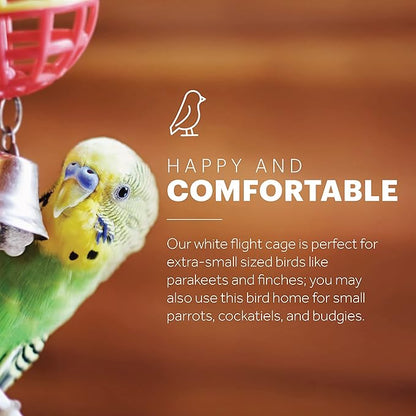 Prevue Pet Products Flight Cage Metal Steel Bird Crate, Multi-Bird Home Stackable Cage for Birds, Home Crate for Extra-Small Pet Parakeets, Finches, and More, White