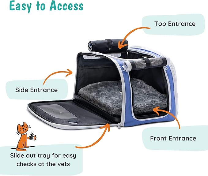 New Premium Soft-Sided 2-in-1 Kittyrama Cat Carrier & Home Hideaway – Vet-Recommended Calming Den, Dual-Use Lounge & Travel Carrier with SBS Zippers, Airline-Approved Under-Seat Fit
