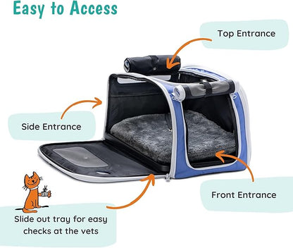 New Premium Soft-Sided 2-in-1 Kittyrama Cat Carrier & Home Hideaway – Vet-Recommended Calming Den, Dual-Use Lounge & Travel Carrier with SBS Zippers, Airline-Approved Under-Seat Fit