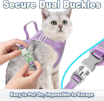 Cat Harness and Leash Set Escape Proof for Kitten Walking, Soft Adjustable Top Handle Vest Harnesses for Cats, Easy Control Breathable Reflective Small Medium Large, Violet Purple, XXS