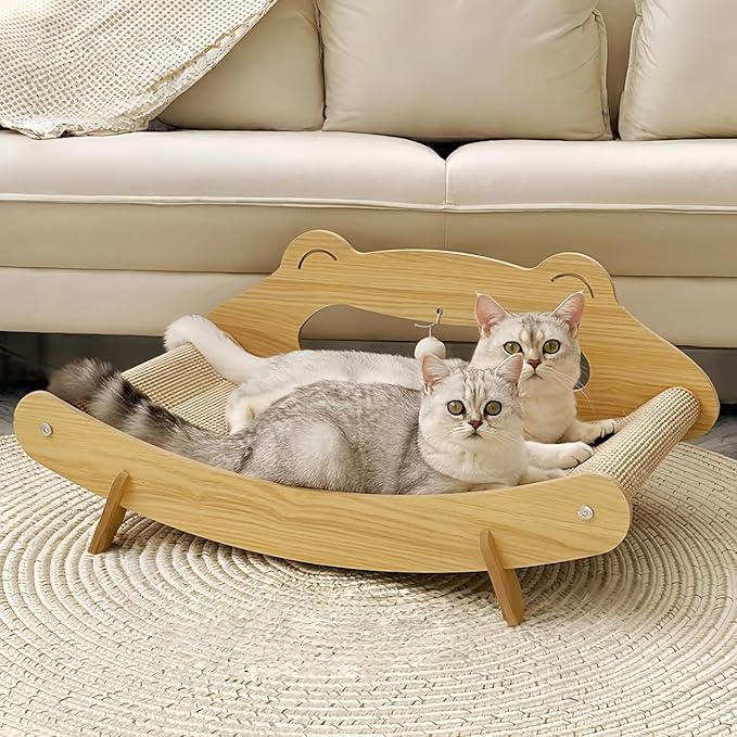 Extra Large Cat Scratcher Bed Lounge for Indoor Cats – Sisal Scratch Pad, Cat Lounger Couch Chair, Kitten Kitty Play Hammock, Feline Furniture, XL XXL Bigger Giant Curved Board (X-Large)