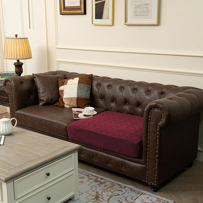 Nanbowang Waterproof Dog Bed Replacement - Washable Pet Bed Cover, Quilted, Lovely Puppy Bed for Dog/Cat (32x44x6, Burgundy)