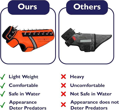 CoyoteVest SpikeVest Dog Harness Vest for Small Dogs, Reflective Dog Vest with Spikes to Shield Your pet from Coyotes, Raptor and Animal Attacks, Anti Hawk Vest, Made in USA (XS-Fluorescent Orange)