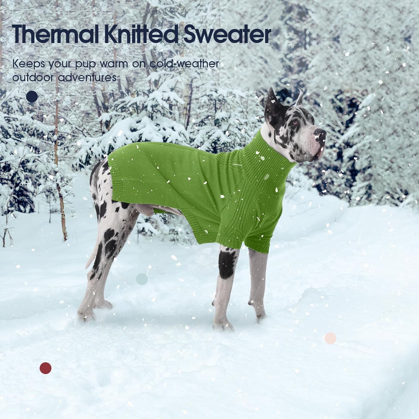 IECOii Dog Sweaters For Medium Dogs Girl Boy,Holiday Knit Doggy Sweatshirt with Sleeve,Turtleneck Thick Warm Dog Sweaters for Winter,Pullover Knitwear for French Bulldog,Boston Terrier (Grass green,L)