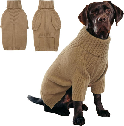 IECOii XL Dog Sweater,Winter Doggy Clothes for Large Dogs Girl Boy,Warm Pullover Soft Dog Sweater Turtleneck,Lightweight & Good Stretch for Active Dogs Like Beagle,Border Collie (Camel,XLarge)