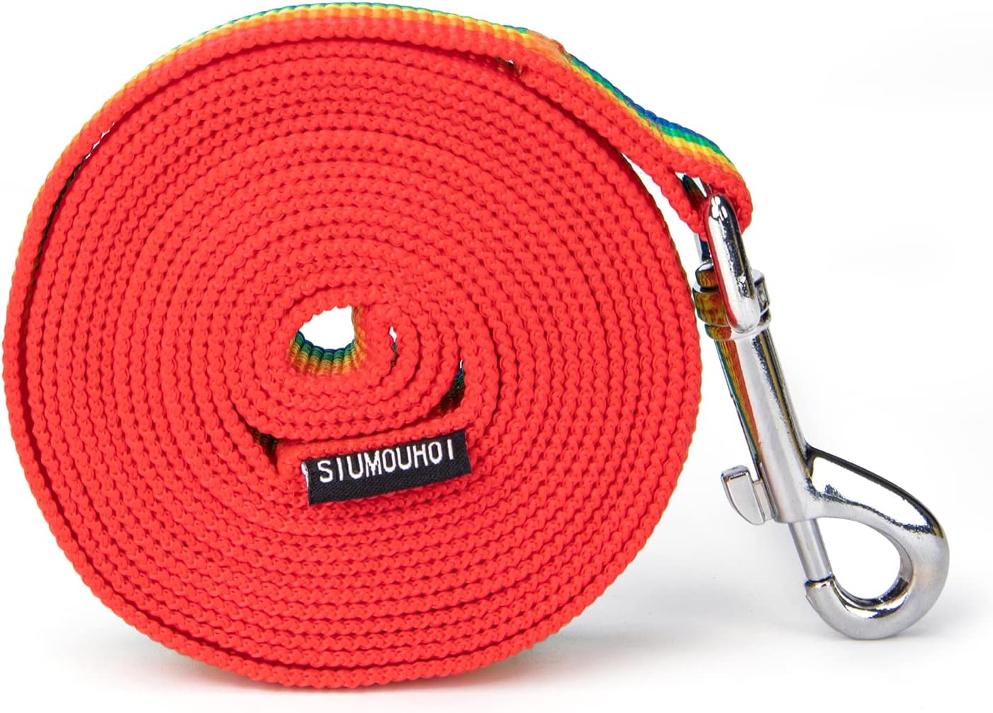 Strong Durable Nylon Dog Training Leash, 1 Inch Wide Traction Rope, 6 ft 10ft 15ft Long, for Small and Medium Dog (Rainbow, 15 Feet)