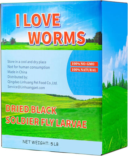 I LOVE WORMS Dried Black Soldier Fly Larvae (5lb), 100% Natural Non-GMO, Treat for Chickens, More Calcium Chicken Feed Than Mealworms