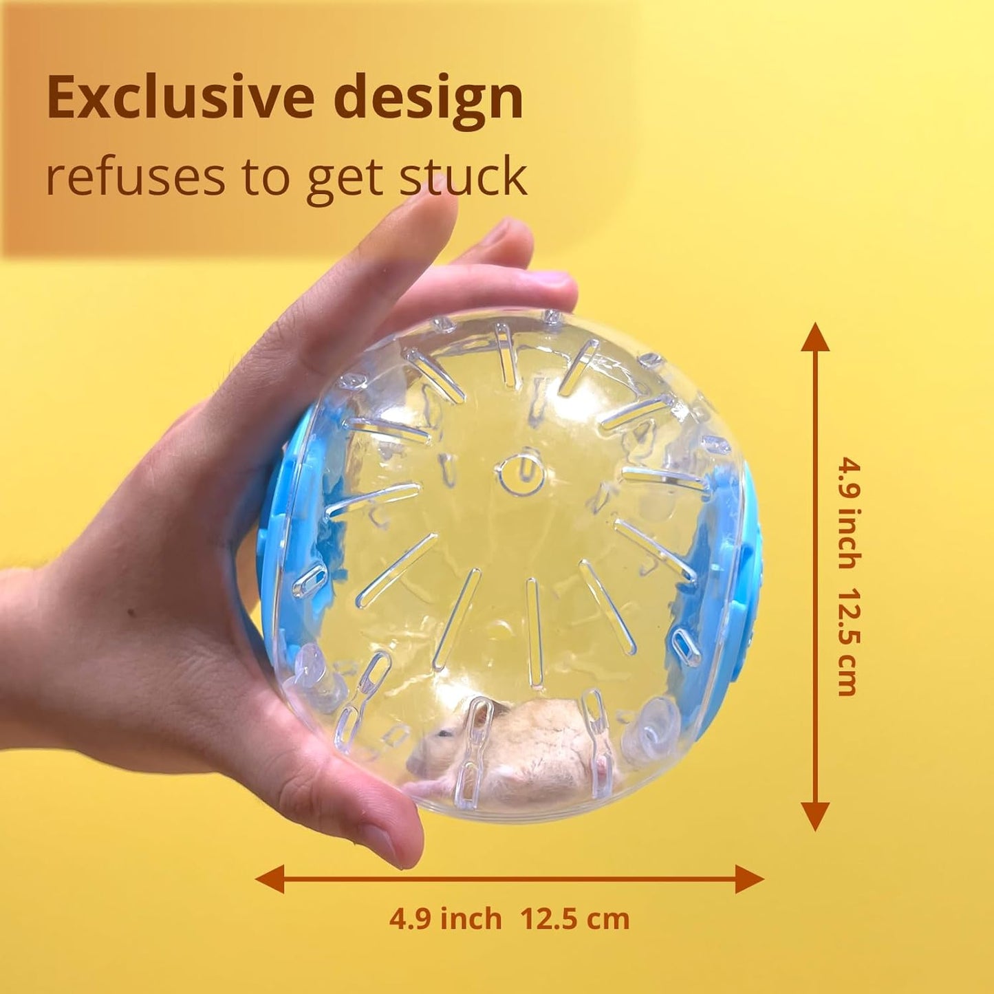 4.9" Hamster Wheel, Exercise Ball & Wheel - Silent Running Toy with Anti-Skid, Transparent Hamster Ball, Breathable Design & Rope for Easy Carry, for Little/Dwarf Mouse, Blue