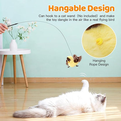 Cat Toys Flapping Bird (No Flying)，Rechargeable Touch-Activated Interactive Toy with Lifelike Chirp for Indoor Cats & Kittens Exercise (Goldfinch