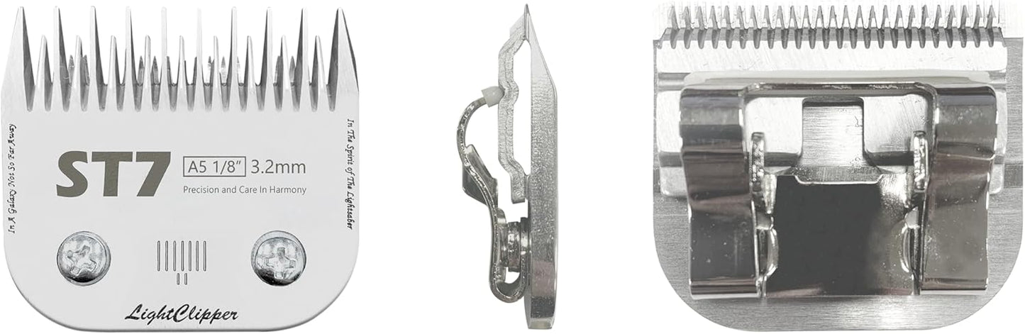 Detachable 7-Skip Tooth Ultra Edge Dog Clipper Blade - Constructed of Carbonized Steel, Resists Heat and Rust with Long-Lasting Sharp Edges - A5 Series (ST7: 1/8" (3.2MM))