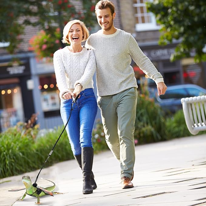 Weewooday 3 Pack Bearded Dragon Leash Harness Removable Lizard Leash for Dragons Reptiles, Safety Outdoor Walking, S, M, L,(Orange)