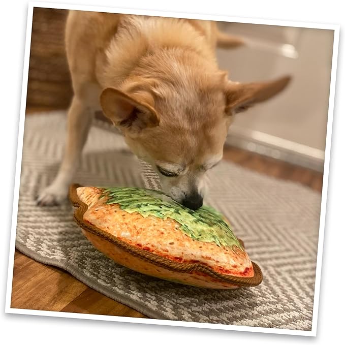 Doggijuana Tuffer Chewer Plush Dog Toy | Funny Dog Toy Plush with Juananip Catnip for Dogs | Calming Aid for Dogs | Interactive Squeaky Chew Toy for Play (Avocado Toast)