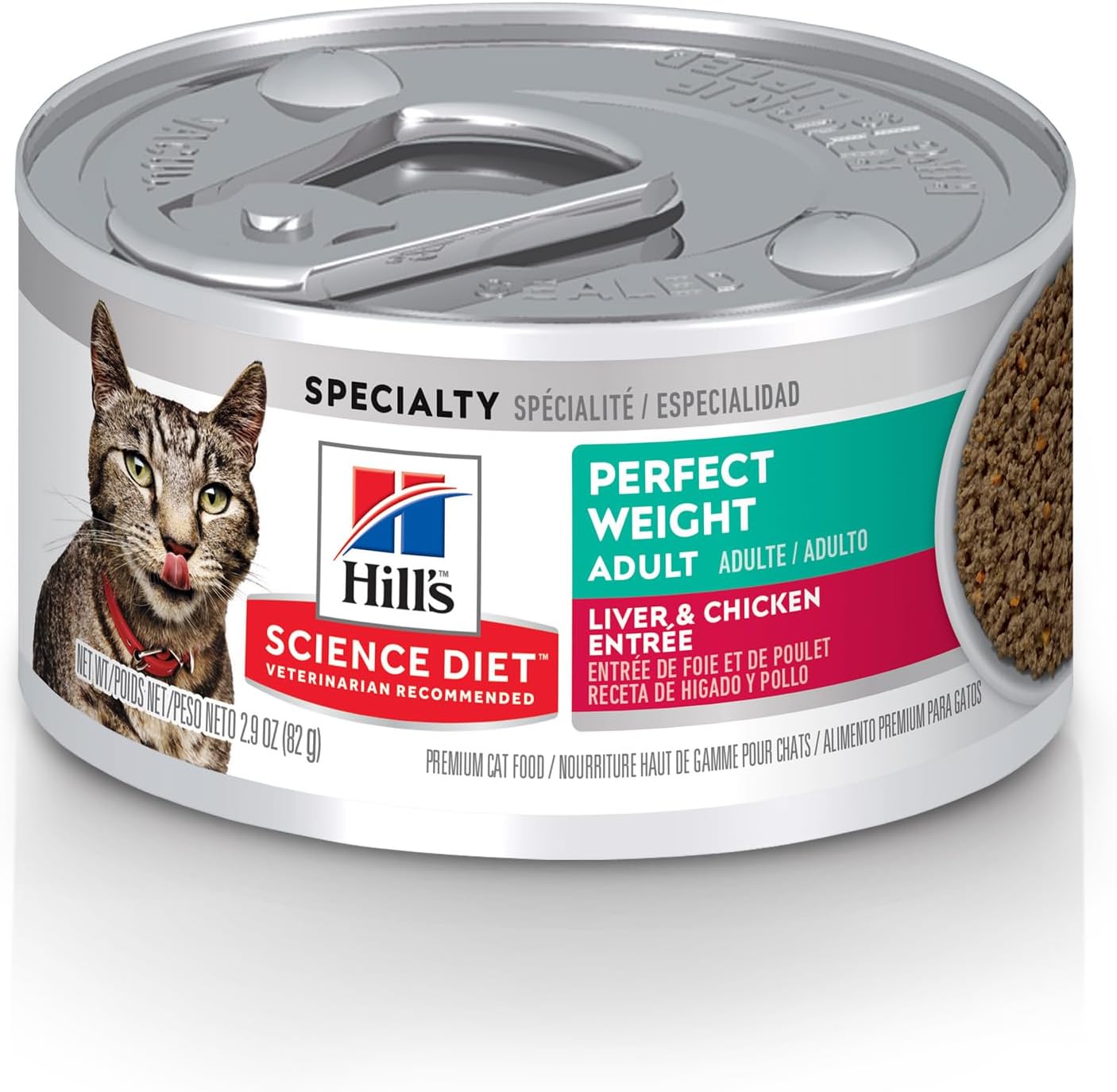 Hill's Science Diet Perfect Weight, Adult 1-6, Weight Management Support, Wet Cat Food, Liver & Chicken Minced, 2.9 oz Can, Case of 24
