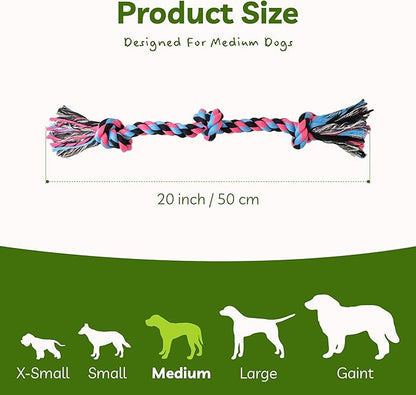 SHARLOVY Dog Rope Toy for for Medium Dogs, Durable Cotton Dog Chew Toys for Aggressive Chewers, Interactive Tug of War Dog Toys for Medium to Large Breed
