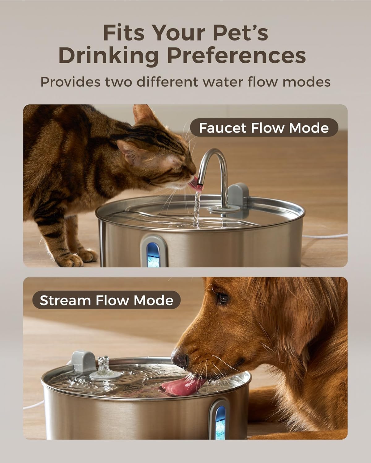Dog Water Fountain for Large Dogs 7L/236oz Stainless Steel Dog Water Bowl Dispenser Automatic Pet Water Fountain with Deeper Drinking Area, Multi-Filtration Pet Fountain with Ultra-Quiet Pump