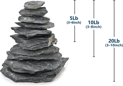Natural Slate Rock 5lb Reptile Basking Stone Fish Tank Rocks for Aquarium Landscaping, Tank Decoration, Fairy Gardens,Reptile & Amphibian Enclosures 3 to 8 Inches