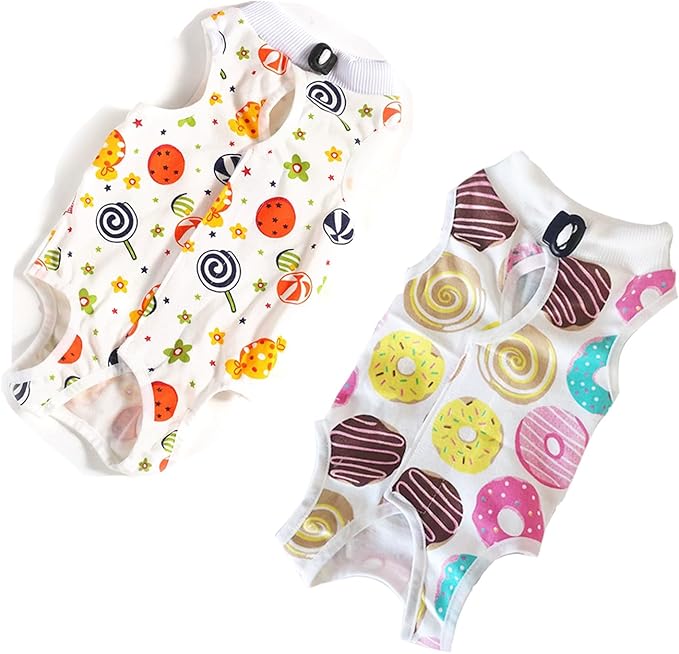 2 PCS Cat Recovery Suit for Spay Abdominal Wounds Female, Cat Onesie for Cats After Surgery, Pet Surgery Recovery Suit Kitten Onesie for Cats Anti Licking (Sweet (2PCS), Small)