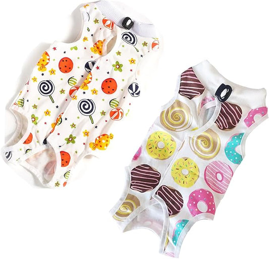 3 PCS Cat Recovery Suit for Spay Abdominal Wounds Female, Cat Onesie for Cats After Surgery, Pet Surgery Recovery Suit Kitten Onesie for Cats Anti Licking (Sweet (2PCS), Large)