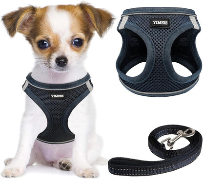 YIMEIS Dog Harness and Leash Set, No Pull Soft Mesh Pet Harness, Reflective Adjustable Puppy Vest for Small Medium Large Dogs, Cats (Navy, Small (Pack of 1)
