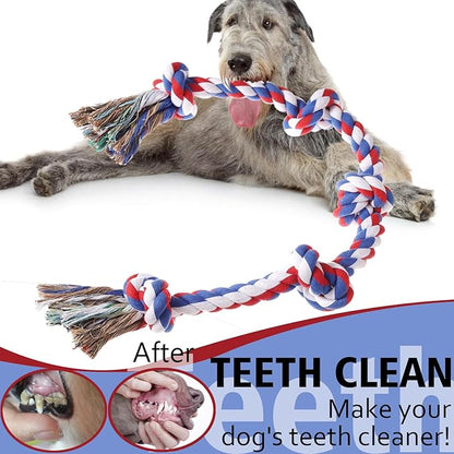 Dog Rope Toys for Large Dogs Aggressive Chewers, Dog Chew Toys for Large Breed Indestructible, Heavy Duty Tough 3 Feet 5 Knots Dog Toy, Sturdy Rope toy for Dogs Tug of War Dog Toy Teeth Cleaning
