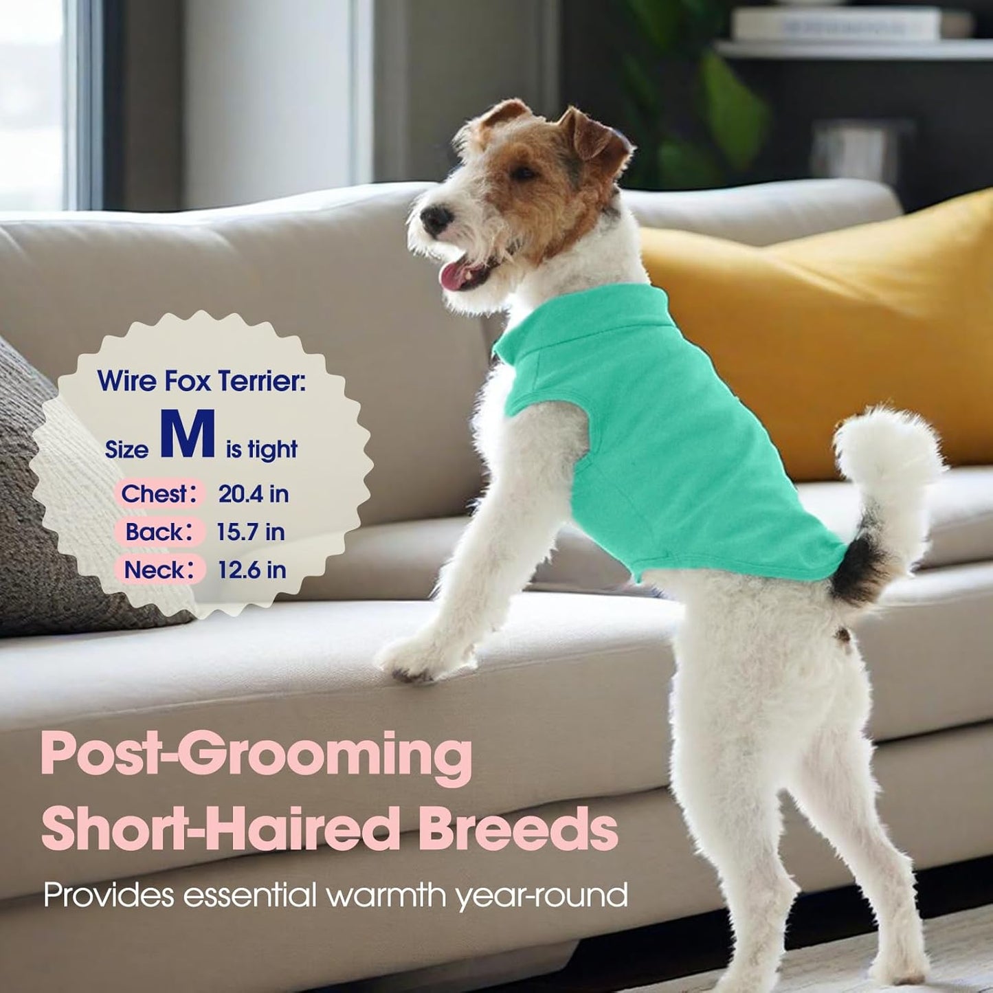 FUAMEY Dog Fleece Vest for Medium Dogs,Warm Stretchy Dog Sweatshirts Pullover with Leash Hole Dogs Sweater Soft Pet Turtleneck Cozy Pet Vest Lightweight Sleeveless Cyan M