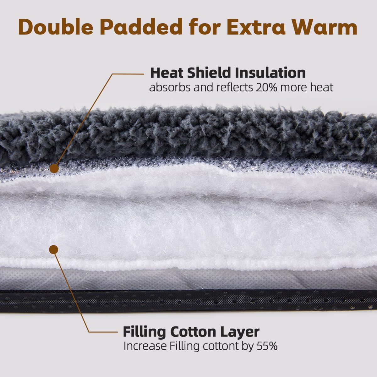 Self Warming Cat Bed Self Heating Pad 24 x 18 inch Thermal Pet mat for Indoor Outdoor Pets Double Filled Cat Mat with Washable Removable Cover Non-Slip Bottom (Dark Gray)