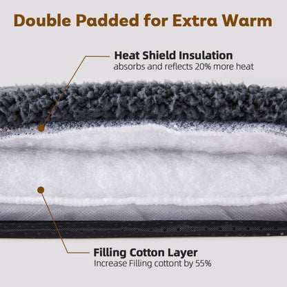 Self Warming Cat Bed Self Heating Pad 24 x 18 inch Thermal Pet mat for Indoor Outdoor Pets Double Filled Cat Mat with Washable Removable Cover Non-Slip Bottom (Dark Gray)