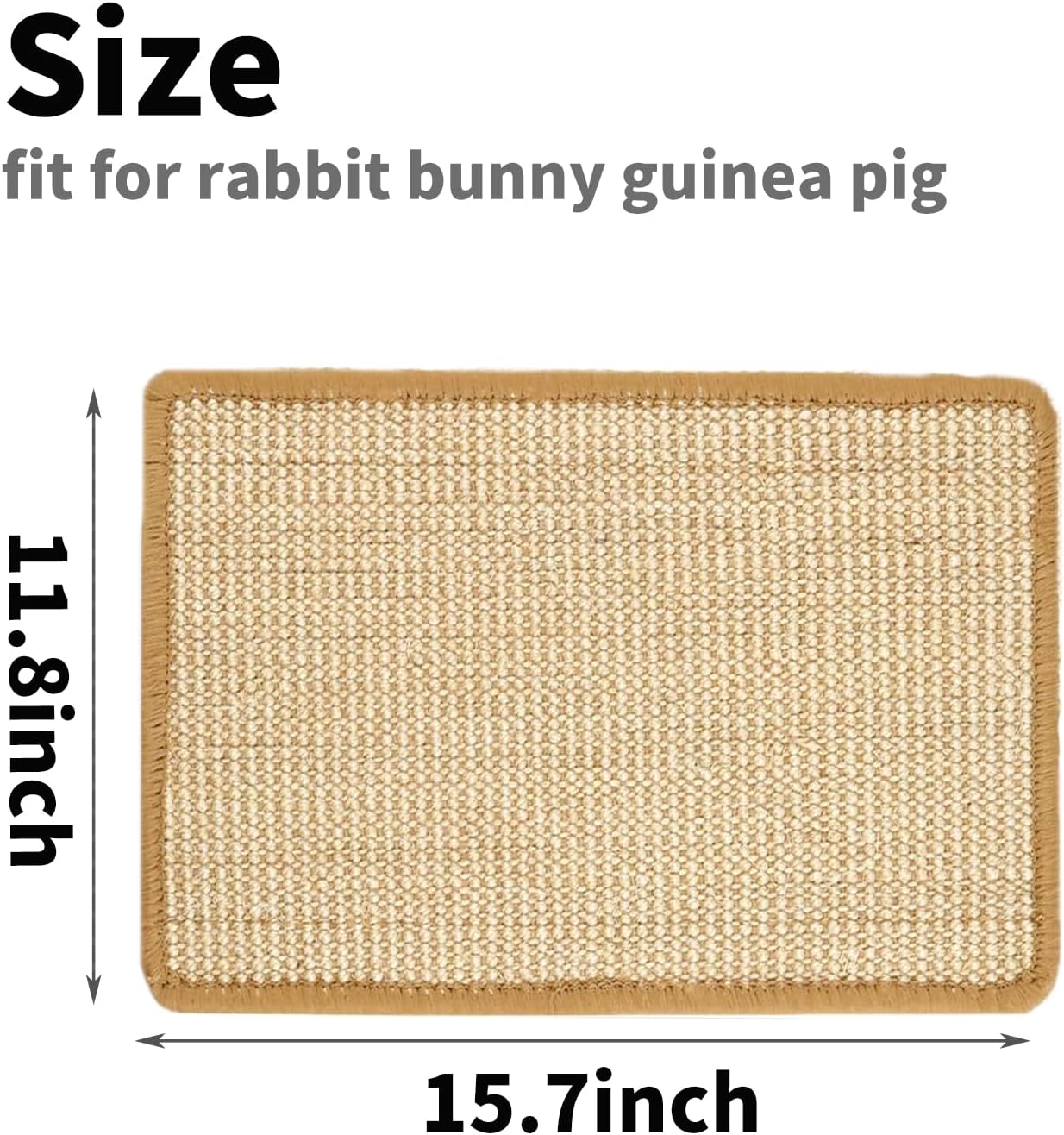 PODOO Bunny Scratch Pads, Sisal Rabbit Scratching Pad, Natural Rabbit Resting Mats for Cages, Forage Grass Mat Indoor Essentials Accessories for Guinea Pig Cat (3Pcs, 15.7x11.8 inches)