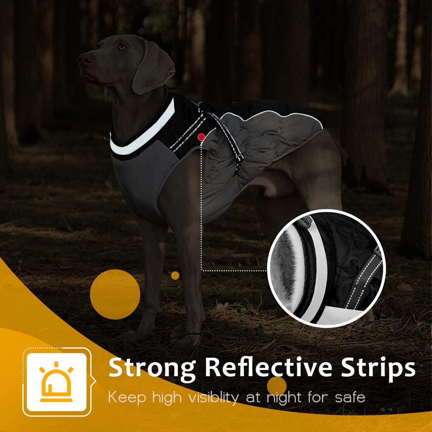 Dog Winter Coat with Harness, Dog Jacket, Pet Clothes with Zipper on Back, Waterproof Windproof Warm Vest, Reflective Cold Weather Coats, for Small Medium Large Dogs, Thick, Black, S