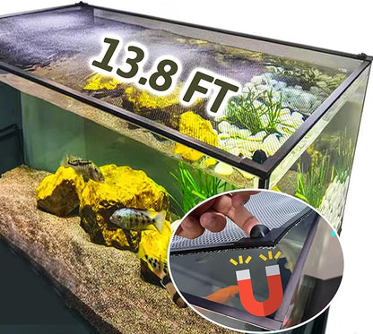 13.8 Feet DIY Magnetic Fish Aquarium Anti-Jumping net Cover, Mesh Screen Netting for Fish Aquarium Screen Top Cover, Reptiles from Jumping Out