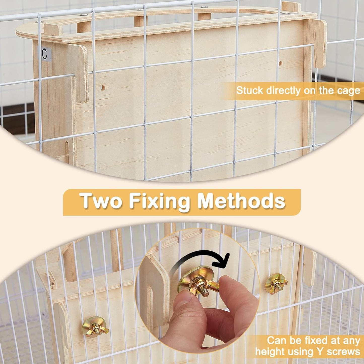 Guinea Pig Hay Feeder Wooden Rabbit Hay Feeder Big Volume Bunny Hay Holder Hanging Hay Rack with Instructions Guinea Pig Cages Accessories for Chinchilla and Ferret, Rabbit Cage Accessories