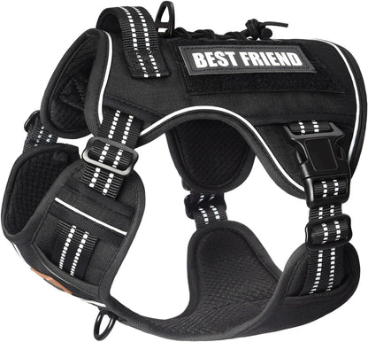 PET MARVEL Tactical Dog Harness for Medium Size, No Pull Military Dog Vest with Easy Control Handle, Molle Hoop & Loop, Adjustable Reflective Reinforced Stich for Walking Training, Black