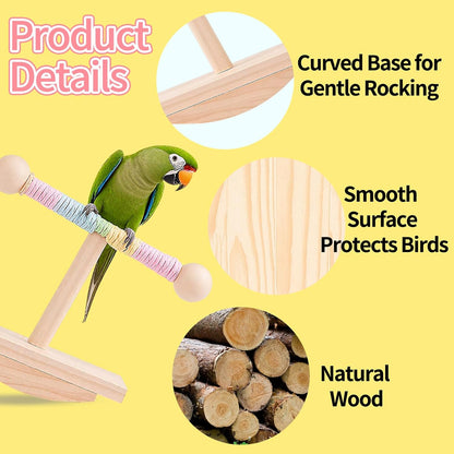 Parakeet Toys, Natural Wood Bird Perch Stand Training, Intelligence Puzzle Enrichment Toys for Parakeets,Wood Stand Toy for for Parakeets Budgies Conures Lovebirds Cockatiels (A, M)
