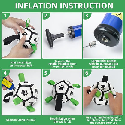 QDAN Dog Toys Soccer Ball with Straps, Interactive Toys for Tug of War, Puppy Birthday Gifts, Dog Water Toy, Durable Balls World Cup for Small Dogs（5 Inch）