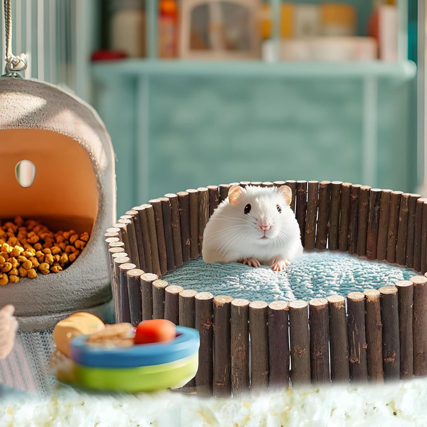 Hamster Wooden Suspension Bridge Rat Climbing Bendable Wooden Ladder Small Animals Arch Bridge Toys for Hamsters Mouse Rat Chipmunk Pig Gerbils Mice Other Small Rodents Animals(25.6L x 2.8W)