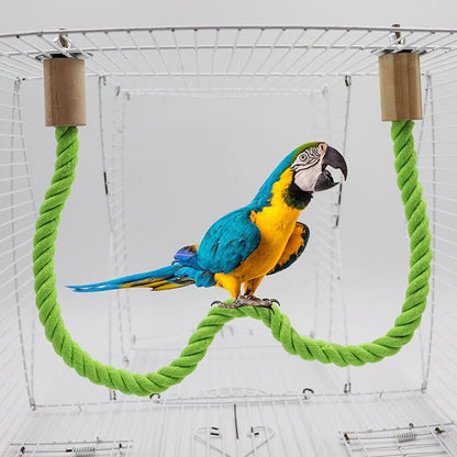 2 Pack Bird Hemp Rope Perch Swing, Bird Cage Stand Pole Accessories, Paw Grinding Standing Climbing Perch for Parrot, Parakeet, Budgies, Lovebirds(23.62"/60 cm)