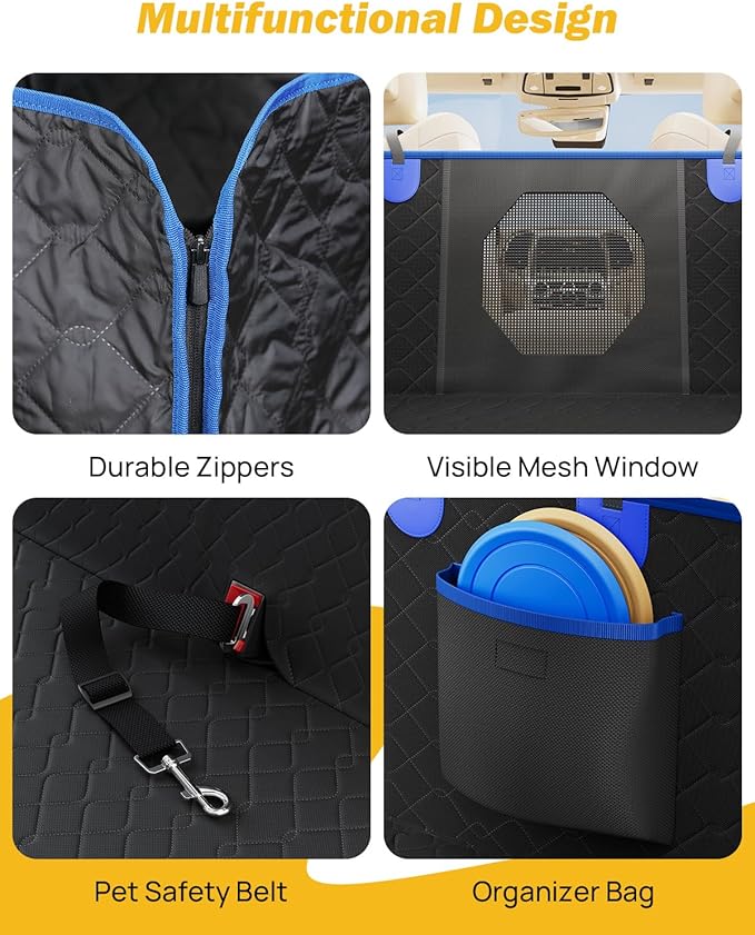 JOYTUTUS Back Seat Extender for Dogs with Dog Bed Mat, Back Seat Extender for Dogs with Hard Bottom, Blanket for Pets Back Seat Pet Cover for Travel Waterproof Dog Hammock for Car SUV Truck