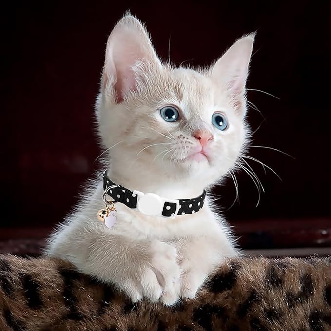 Unique style paws 2 Pack Kitten Collar Breakaway with Bell & Pendant, Adjustable Safety Cat Cotton Collars for Girl Boy Cats and Small Pets
