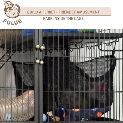 Ferret Ball Pit Hammock,Ferret Hammock Playpen Toy Box Cube for Cage Compatible with Tunnel System(Ball Not Included)