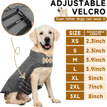 Fleece Dog Coat Reflective Cold Weather Dog Jacket Apparel for Extra Large to Small Pets(Grey,3XL)