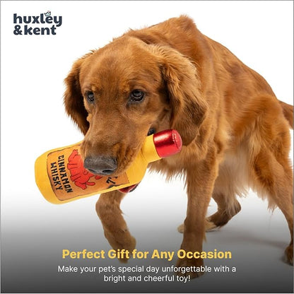 Huxley & Kent Funny Dog Toy w/Squeaker – Power Plush Squeaky Dog Toys for Small, Medium & Large Dogs – Soft Stuffed Animal for Indoor Play & Fetch - Hairball Cinnamon Whiskey, Large