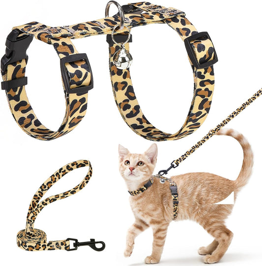 BEAUTYZOO Cat Harness and Leash Set Escape Proof for Walking, Kitten Soft Adjustable Vest Harnesses for Small Medium Large Cats, Easy Control Breathable Plaid Ribbon Nylon for Outdoor Indoor Use