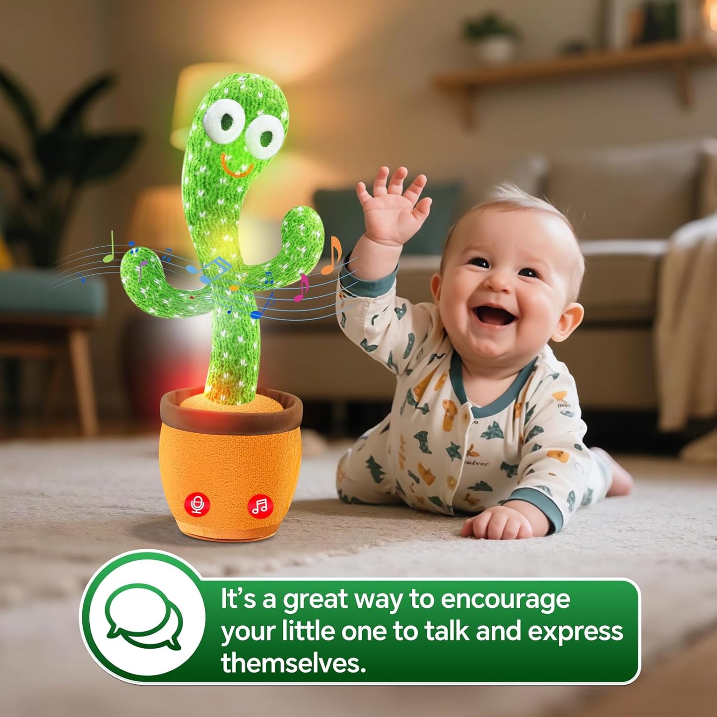 Dancing Talking Cactus Toy,Silly Toddler Baby Toys 1 2 Year Old Xmas Stocking Stuffers Kids,Unique Singing Mimicking Girl Boy 1st Birthday 2025 12 Days Top Christmas Party Gifts for Babies
