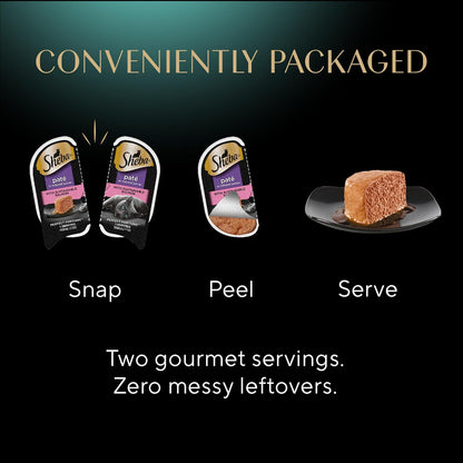 Sheba Perfect Portions Wet Cat Food Pate with Sustainable Salmon and Tender Whitefish & Tuna Entree Variety Pack, 2.6 oz. Twin-Pack Trays (12 Count, 24 Servings) (Pack of 2)