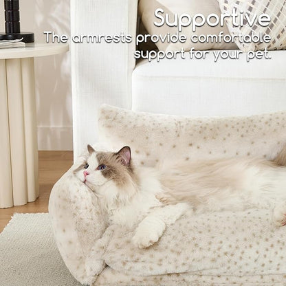 Hollypet Cat Bed Fluffy Plush Mutifuctional Double-Layer Soft Pet Couch Orthopedic Sofa Nest Beds for Small Cats and Dogs, Leopard (25x20x13 inch)