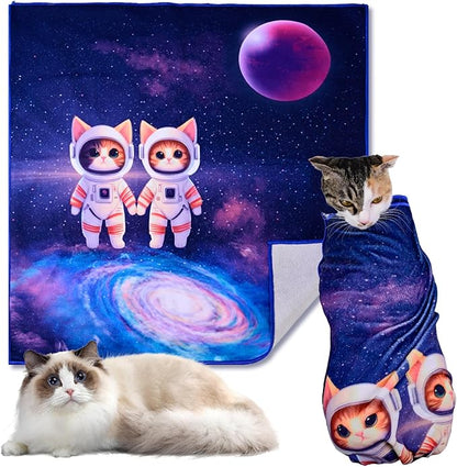 31.5" Cat Wrap for Grooming Cat Pets Rabbit Cats Wrap for Cutting Nails Cat Restraint for Nail Clipping Self Adhesive Blanket Restraint Clothes for Cats