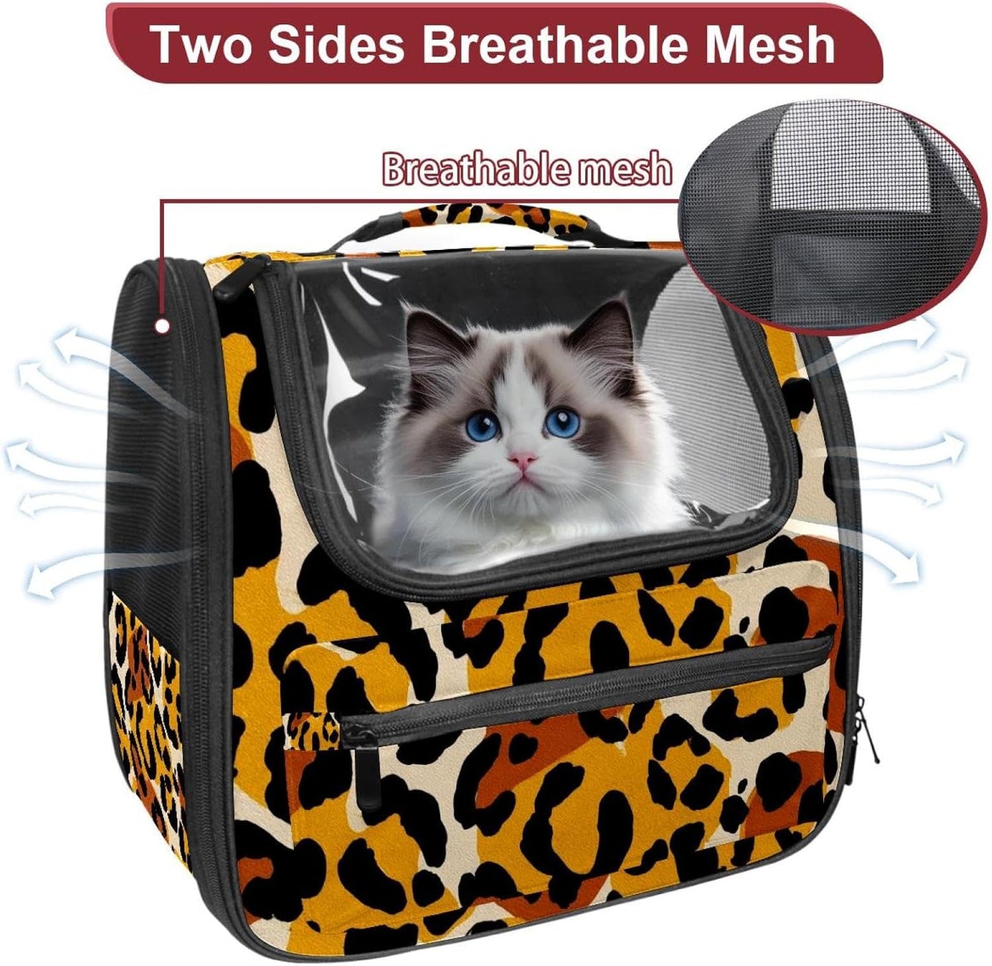 Modern Classic Leopard Print Cat Backpack Carrier Pet Backpack Carrier for Small Dogs and Medium cat Puppy Kitten Bunny