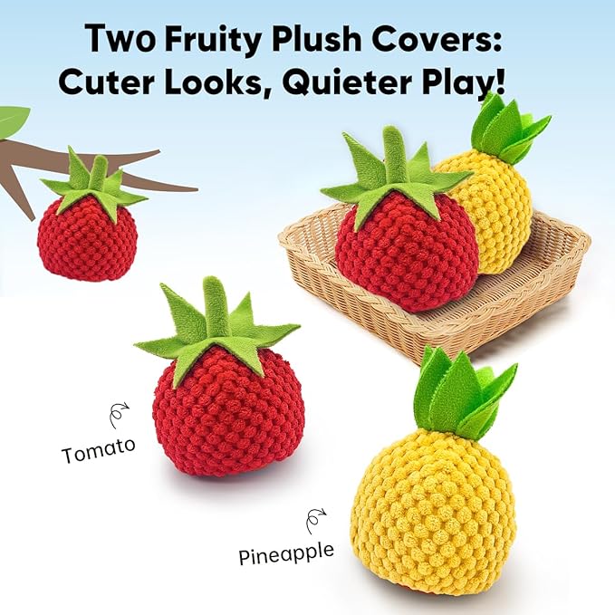 1Pcs Durable Treat Dispensing Dog Toys to Keep Them Busy,Interactive Dog Toys,Fruity Plush Covers,Dog Treat Ball,Motion Activated Moving Dog Toy for Small/Medium Dogs,USB Rechargeable,Blue