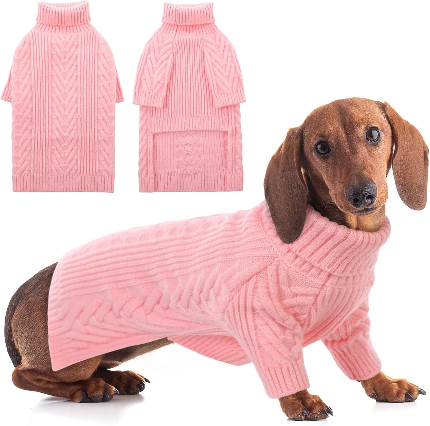ASENKU Dog Sweater, Dog Sweaters for Medium Dogs, Warm Pullover Doggie KnitTurtleneck Warm Clothes for French Bulldog, Boston Terrier（Pink, M）